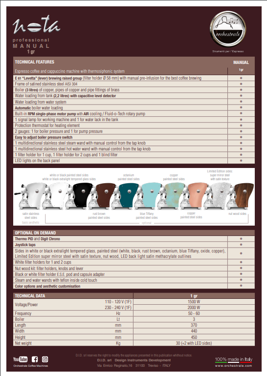 NOTA 1GR - ORCHESTRALE - Made in Italy - Beige Color