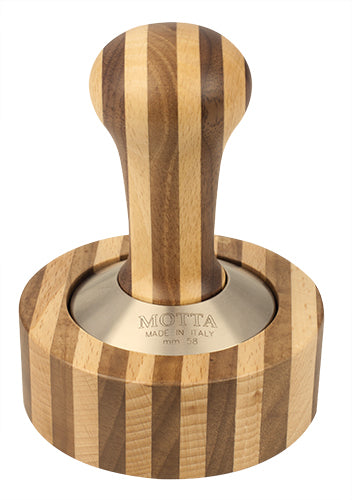 SET TAMPER & HOLDER STRIPES WOOD 58 MM - MOTTA